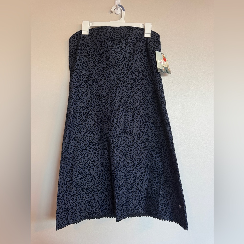 VTG Roxy Quiksilver Y2K Leopard Print Denim Mini Dress NWT Flocked Velvet XL